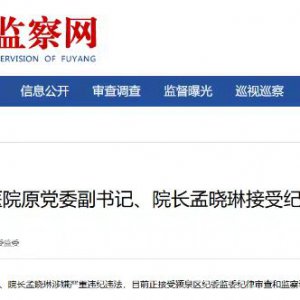 阜陽(yáng)市第五人民醫(yī)院原黨委副書(shū)記、院長(zhǎng)孟曉琳被查！